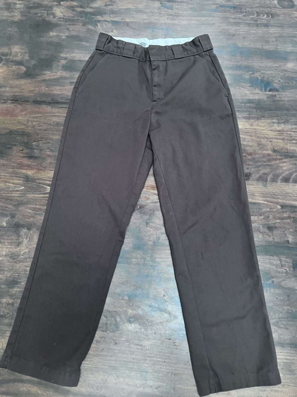 Dickies Classic Womens Dark Brown Straight-Leg Pants
